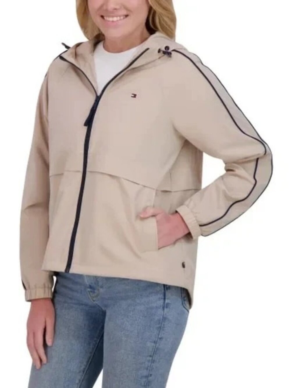 Tommy Hilfiger Women's Windbreaker Jacket (Tan, Large)